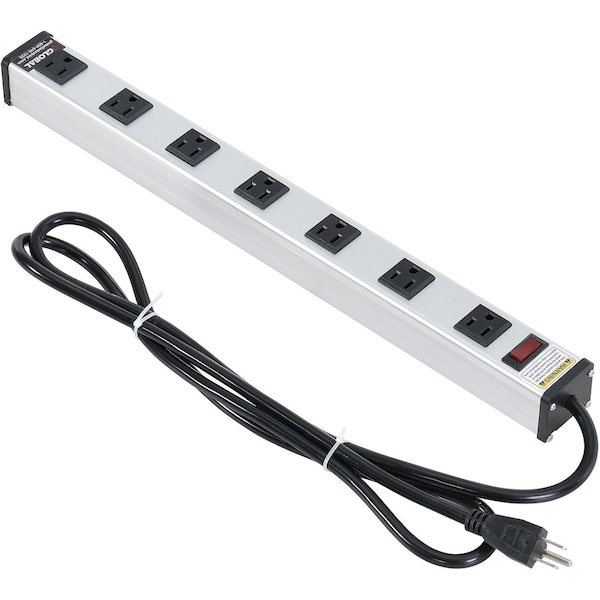 Global Industrial 19 7 Outlet Aluminum Power Strip with 6-ft Cord ETL/cETL - 500882