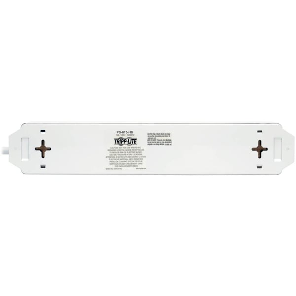 Tripp Lite Outlet Strip, 15A, 6 Outlet, 15 ft., White - PS-615-HG