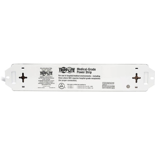 Tripp Lite Outlet Strip, 15A, 4 Outlet, 15 ft, White - PS-415-HGULTRA