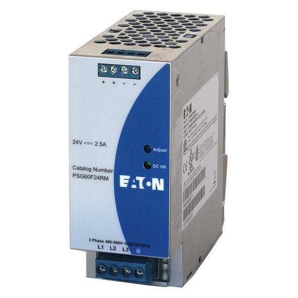 Eaton DC Power Supply, 320/600V AC, 24V DC, 60W, 2.50A, DIN Rail - PSG60F24RM