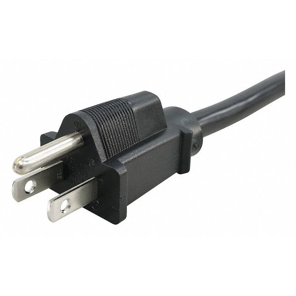 Zoro Select Power Cord, 5-15P, SJT, 10 ft., Blk, 10A, 18/3 - 5XFP2ID