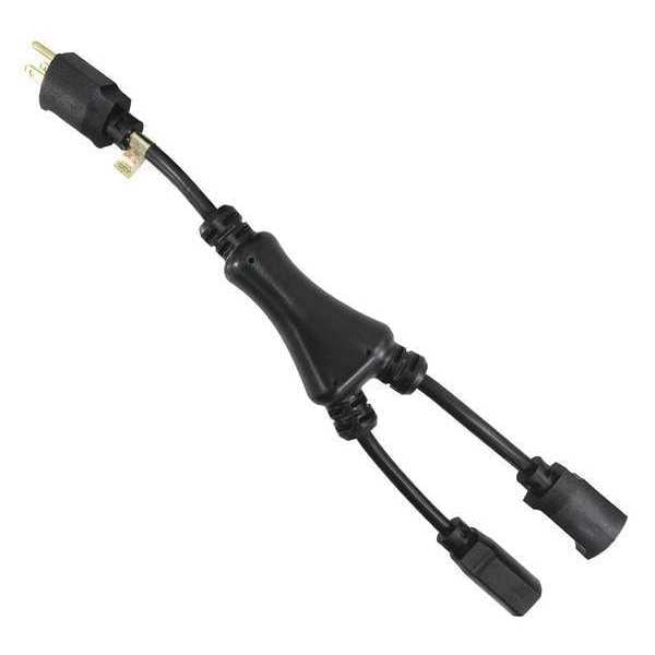 Zoro Select Splitter Power Cord, 5-15P, SJT, 1.2 ft., 15A - 5XFT6ID