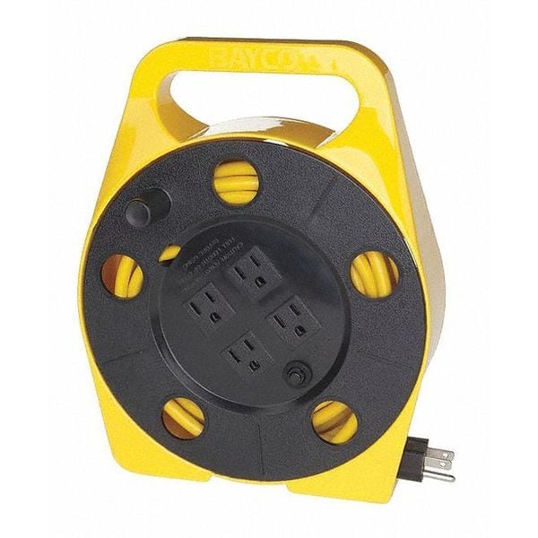 Bayco 25 ft. 16/3 Cord Reel, w/Integrated Cord, 4 Outlets 10 Amps 4 Outlets - SL-755