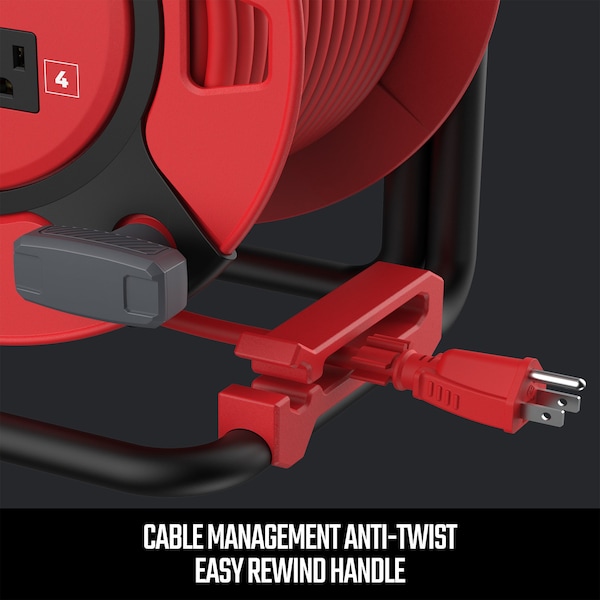 Craftsman 14AWG Power Cord Reel 4 Grounded Outlets Outlets 125V Voltage - CMXCRPA14100