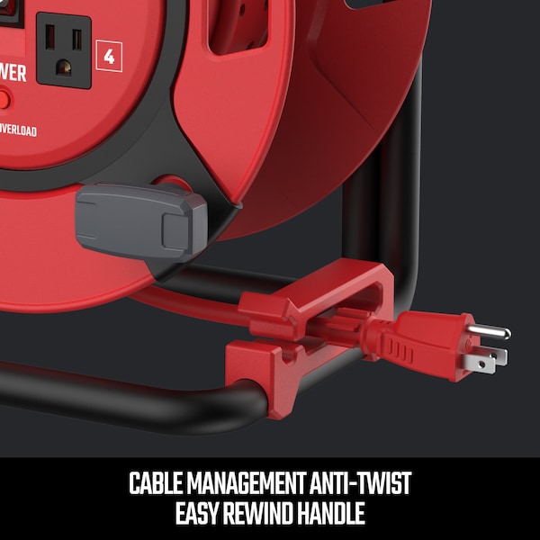 Craftsman 1 ft 14AWG Power Cord Reel 4 Grounded Outlets Outlets 125V Voltage - CMXCRPA1401