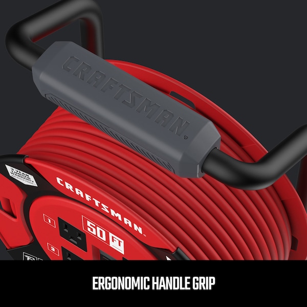 Craftsman 50 ft 14AWG Power Cord Reel 4 Grounded Outlets Outlets 125V Voltage - CMXCRPA1450