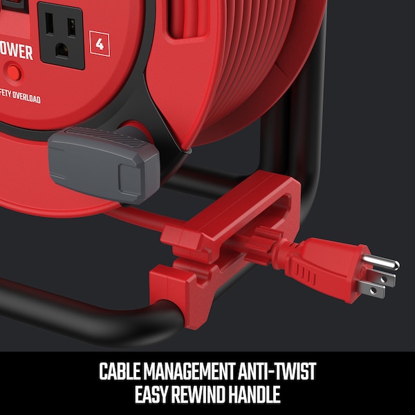 Craftsman 50 ft 14AWG Power Cord Reel 4 Grounded Outlets Outlets 125V Voltage - CMXCRPA1450