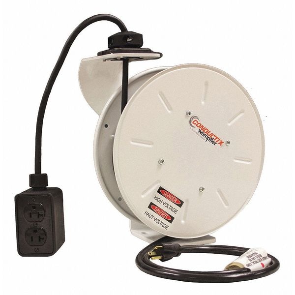 Conductix-Wampfler 50 ft. 12/3 Retractable Cord Reel 20 Amps 4 Outlets 125VAC Voltage - XA-121120305016E