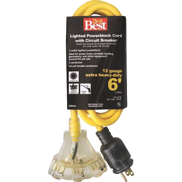 All-Source Extension Cord, 12 AWG, Outdoor, 12/3, 6 ft - 553316