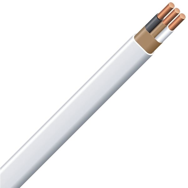 Southwire NM-B, Non-Metallic Building Cable, Copper, 14 AWG, 2C, White, 25 ft - 14/2NM-WGX25
