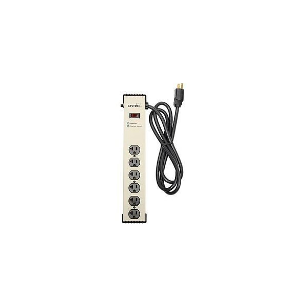 Leviton Heavy Duty Surge Protected Power Strip, 6 Outlets, 20A, 900 Joules, 6' Cord - 5100-IS2