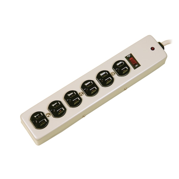 Hubbell Wiring Device-Kellems Surge Protective Devices, SPIKESHIELD TVSS Plug Strips, 6) Receptacles, Metallic Body, 1050 Joules, 6' Cord - HBL6MPS1050