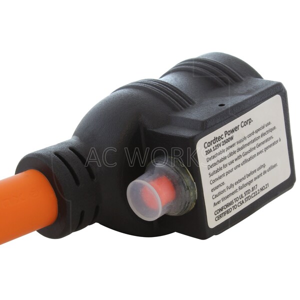 Ac Works 1.5FT 30A RV Trailer TT-30P Plug to 15/20A T-Blade Home Outlet with 20A Breaker - TTCB520