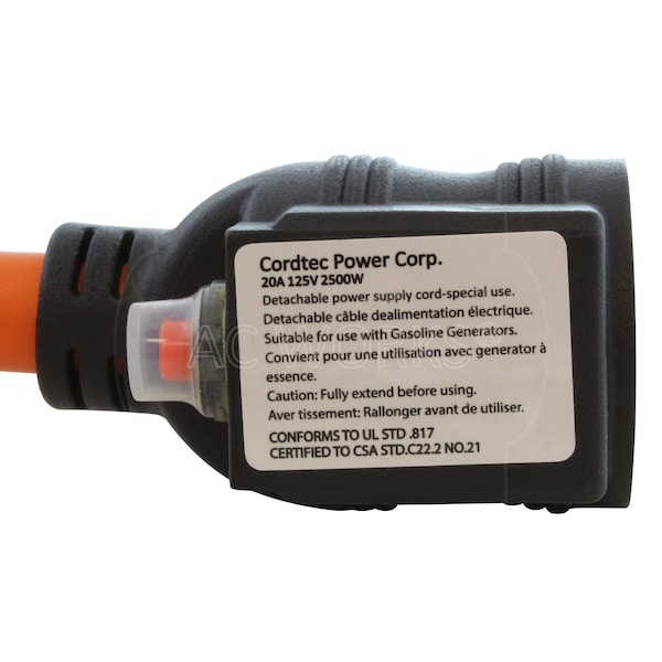 Ac Works 1.5FT 30A RV Trailer TT-30P Plug to 15/20A T-Blade Home Outlet with 20A Breaker - TTCB520