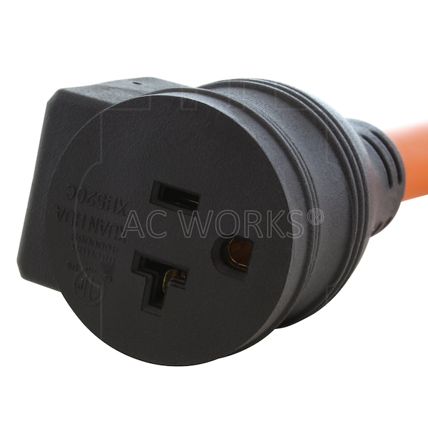 Ac Works 1.5FT 30A RV Trailer TT-30P Plug to 15/20A T-Blade Home Outlet with 20A Breaker - TTCB520