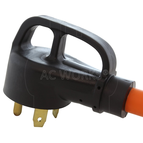 Ac Works 1.5FT 30A RV Trailer TT-30P Plug to 15/20A T-Blade Home Outlet with 20A Breaker - TTCB520