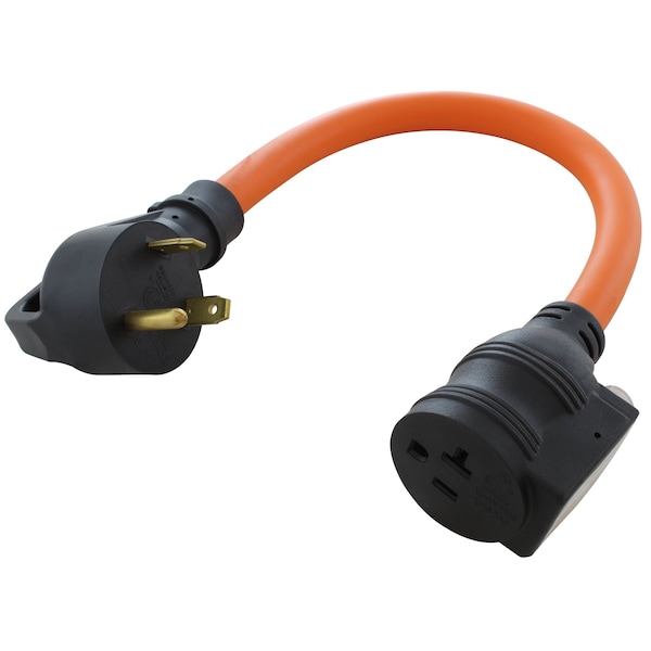 Ac Works 1.5FT 30A RV Trailer TT-30P Plug to 15/20A T-Blade Home Outlet with 20A Breaker - TTCB520