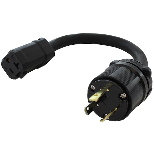 Ac Works 1ft. SOOW 10/3 3-Prong NEMA L5-30P to 15/20A Household Connector Adapter Cord - L530520-012