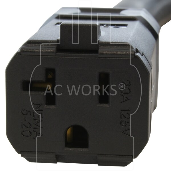 Ac Works 1ft. SOOW 10/3 3-Prong NEMA L5-30P to 15/20A Household Connector Adapter Cord - L530520-012