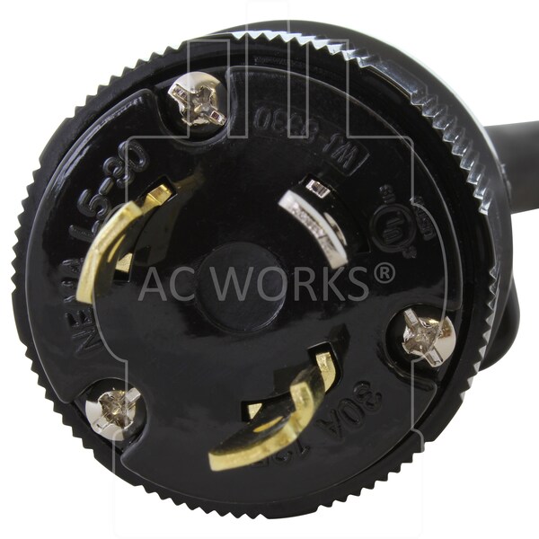 Ac Works 1ft. SOOW 10/3 3-Prong NEMA L5-30P to 15/20A Household Connector Adapter Cord - L530520-012
