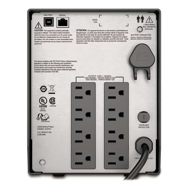 Apc Smart UPS, 1.5kVA, Line Interactive, Out: 120V AC In: 120V AC - SMC1500C