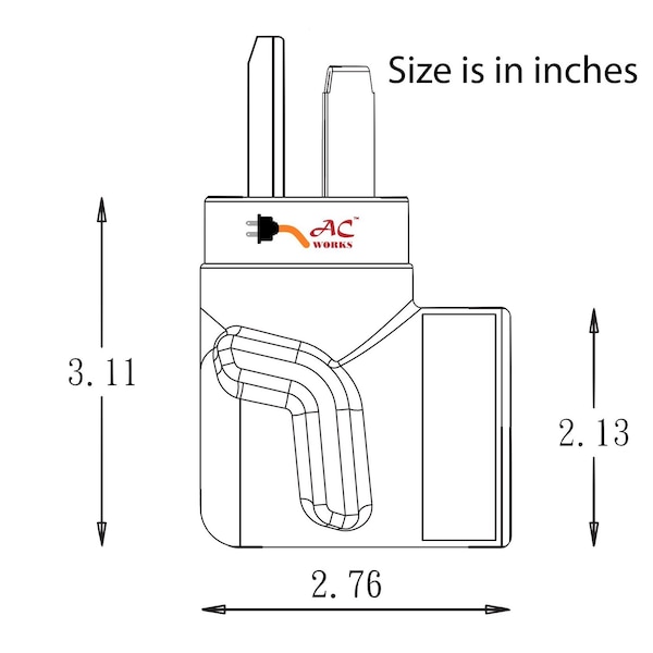 Ac Works 3-Prong Dryer Outlet to 6-20 20A 250V HVAC Female Adapter - AD1030620