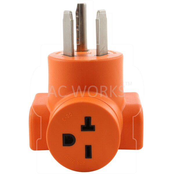 Ac Works 3-Prong Dryer Outlet to 6-20 20A 250V HVAC Female Adapter - AD1030620