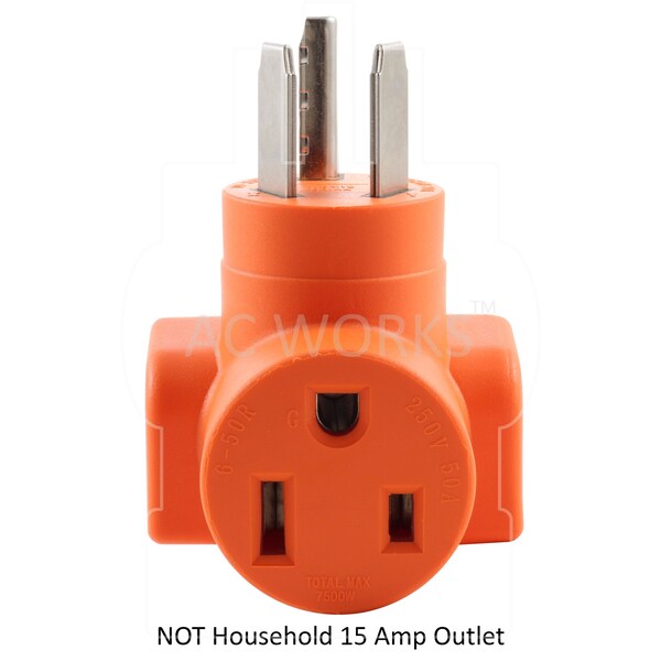 Ac Works NEMA 10-30 3-Prong Dryer Plug to to 6-50 Welder Adapter - WD1030650