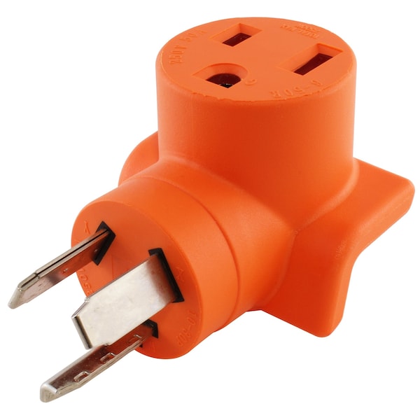 Ac Works NEMA 10-30 3-Prong Dryer Plug to to 6-50 Welder Adapter - WD1030650