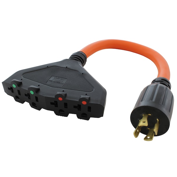 Ac Works 1.5FT L14-20P 20A 4-Prong Locking Plug to 4 NEMA 5-15/20R Connectors - L1420F520-018