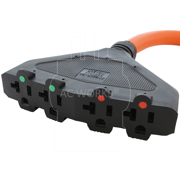 Ac Works 1.5FT L14-20P 20A 4-Prong Locking Plug to 4 NEMA 5-15/20R Connectors - L1420F520-018