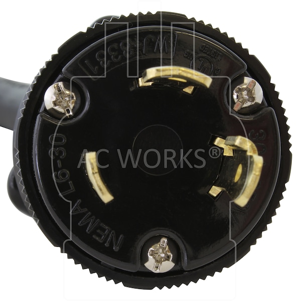 Ac Works 1FT SOOW 10/3 3-Prong L6-30 Male Plug to 6-15/20R 15/20A 250V Connector - L630620-012