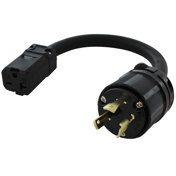 Ac Works 1FT SOOW 10/3 3-Prong L6-30 Male Plug to 6-15/20R 15/20A 250V Connector - L630620-012