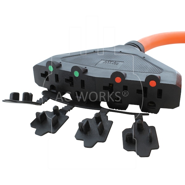 Ac Works 5ft L14-30P 4-Prong 30A Plug to 4 NEMA 5-15/20R 20A Adapter Cord - L1430F520-05