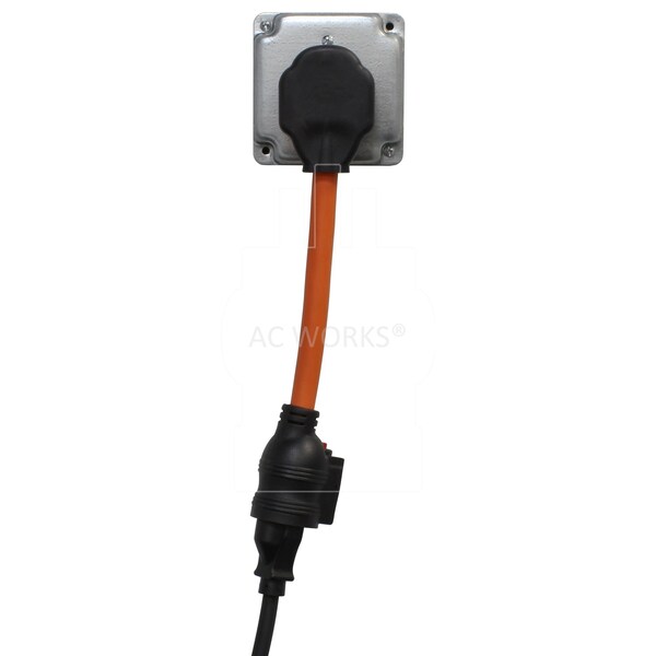Ac Works 1FT 50A 14-50P RV/Generator/Range Plug to Home Outlet with 20A Breaker - S1450CB520
