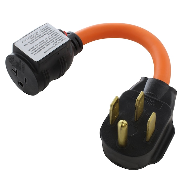 Ac Works 1FT 50A 14-50P RV/Generator/Range Plug to Home Outlet with 20A Breaker - S1450CB520