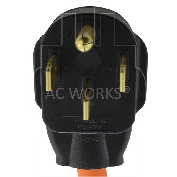 Ac Works 1FT 50A 14-50P RV/Generator/Range Plug to Home Outlet with 20A Breaker - S1450CB520