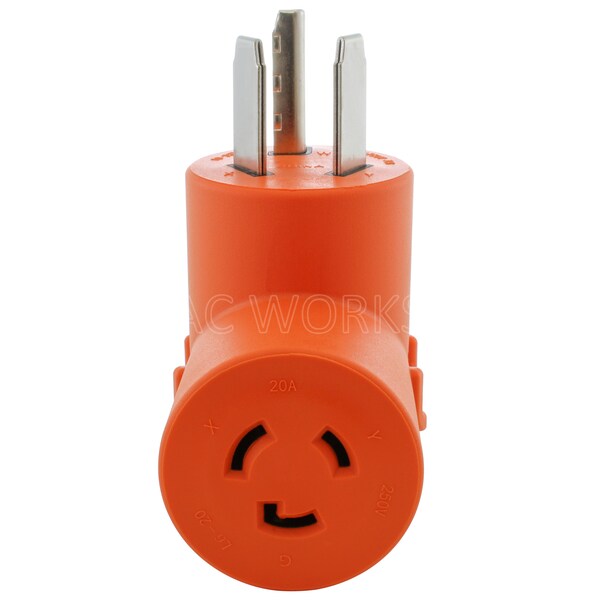 Ac Works 3-Prong Dryer Outlet to L6-20 20A 250V Locking Female Adapter - AD1030L620