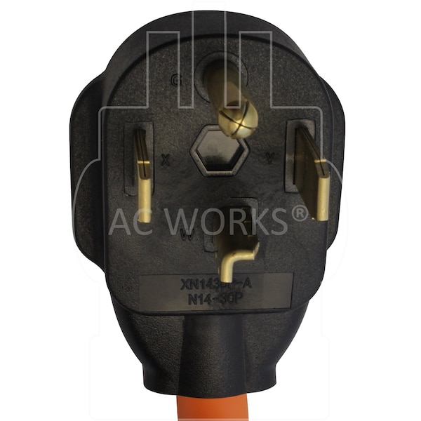 Ac Works 14-30P 4-Prong Dryer Plug to 6-30R 3-Prong 30 Amp 250 Volt HVAC Female Adapter - S1430630-018
