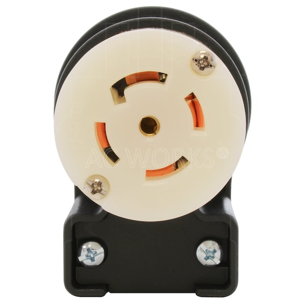 Ac Works NEMA L22-30R 30A 3-Phase Y 277/480V Elbow 5-Prong Locking Female Connector with UL, C-UL Approval - ASEL2230R