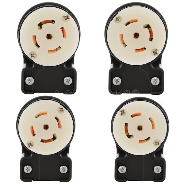 Ac Works NEMA L22-30R 30A 3-Phase Y 277/480V Elbow 5-Prong Locking Female Connector with UL, C-UL Approval - ASEL2230R