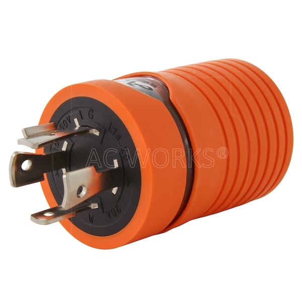 Ac Works L14-20P 20A 125/250Volt 4-Prong Male Plug to 5-15/20R 15/20A Female Connector - ADL1420520