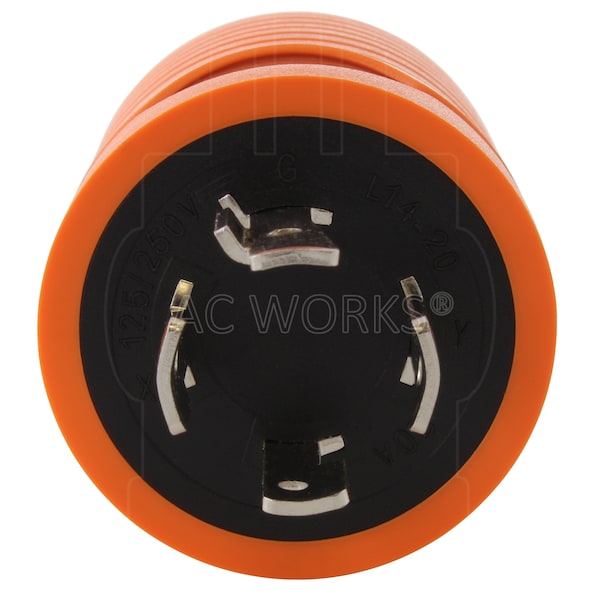 Ac Works L14-20P 20A 125/250Volt 4-Prong Male Plug to 5-15/20R 15/20A Female Connector - ADL1420520