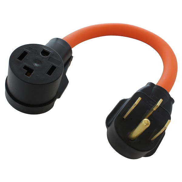 Ac Works 14-50P 4-Prong Range/Generator Plug to 14-30R 4-Prong 30A 125/250V 4-Prong Dryer Connector Adapter - S14501430-018