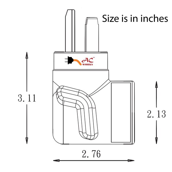 Ac Works 3-Prong Dryer Outlet to L6-30 30A 250V Locking Female Adapter - AD1030L630