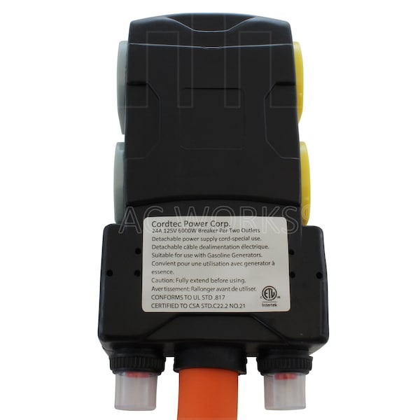 Ac Works 1.5FT 14-30P 4-Prong Dryer Plug to 4 Household Outlets with 24A Breaker - S1430CBF520