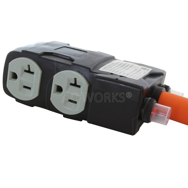 Ac Works 1.5FT 14-30P 4-Prong Dryer Plug to 4 Household Outlets with 24A Breaker - S1430CBF520