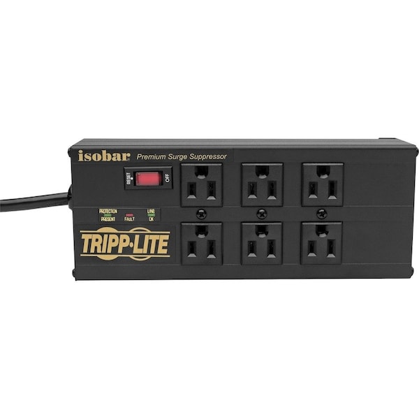 Tripp Lite Surge Protector, 6-Outlet, 8-7/10"Wx3-3/5"Dx2-1/2"H, Black - TRPIBAR6ULTRAUS