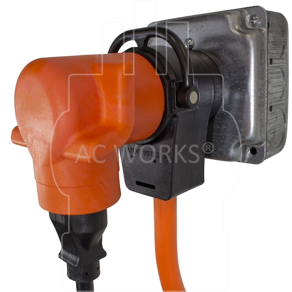 Ac Works 1FT 30 Amp 14-30 Piggy-Back Plug to L6-30 Connector Adapter Cord - PB1430L630