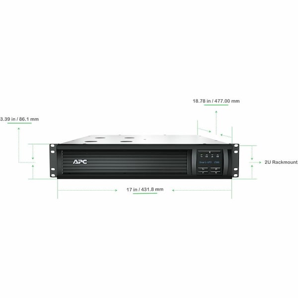 Apc Smart UPS, 1.5kVA, Line Interactive, Out: 120V AC In: 120V AC - SMT1500RM2UC